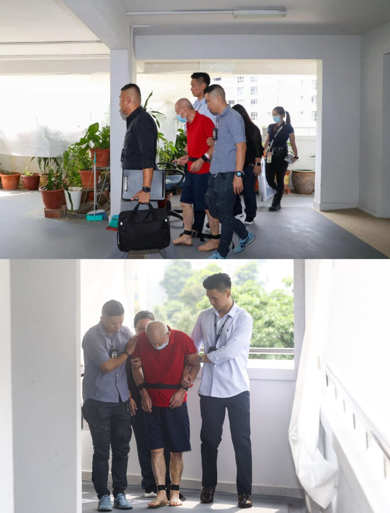 Yishun murder case — suspect taken back to the HDB block.